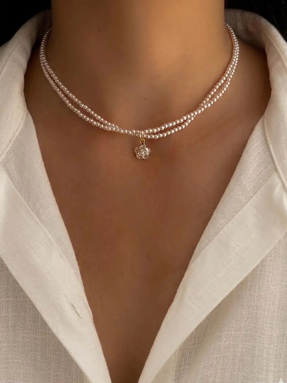 Collar doble perla 1