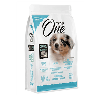 Top One Perro Cachorro Medianos y Grandes Pollo 9KG