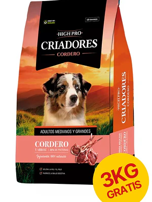 Criadores High Pro Adulto Cordero 20 KG + 3KG de Regalo