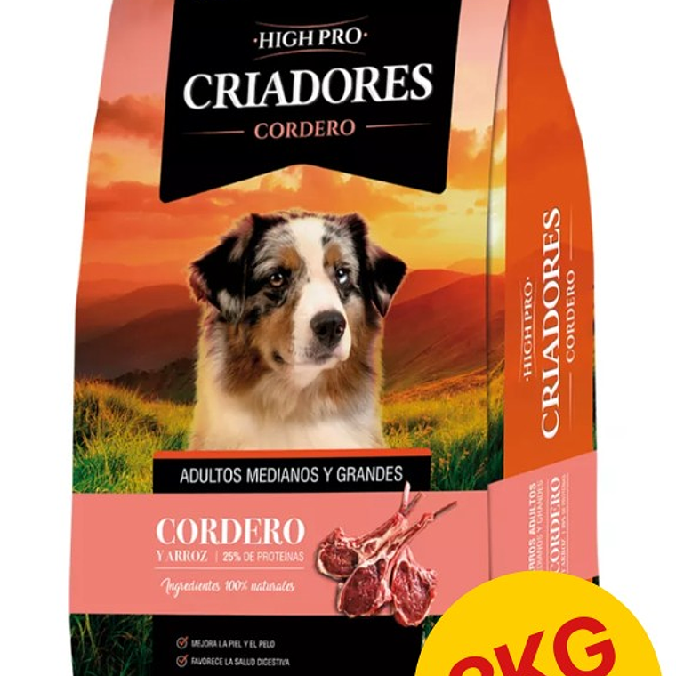 Criadores High Pro Adulto Cordero 20 KG + 3KG de Regalo 1