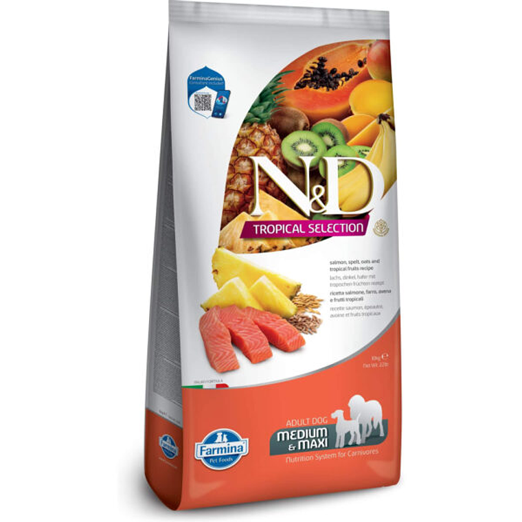 N&D Tropical Medium Adulto Salmón 12KG 1