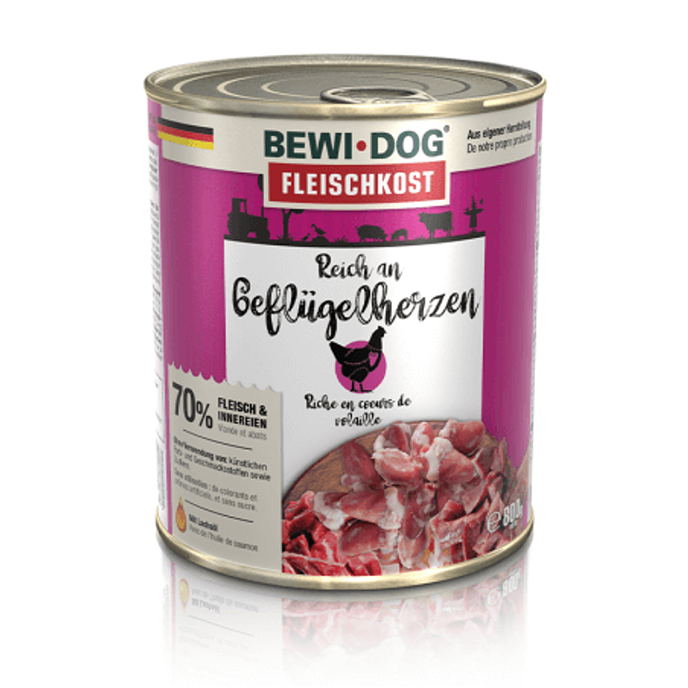 Lata BewiDog Rico en Corazón de Ave 800 GR 1