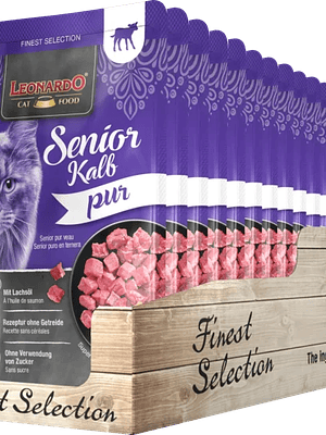 Caja Sachet Leonardo Gato Senior Ternera 85 Gr 16 Unidades
