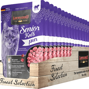 Caja Sachet Leonardo Gato Senior Ternera 85 Gr 16 Unidades