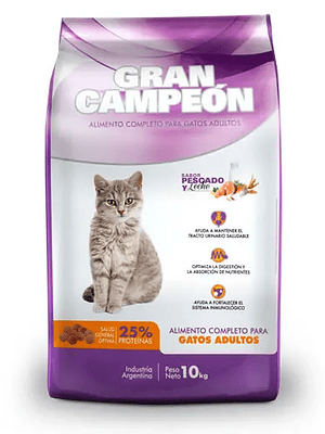 Gran Campeón Gato Adulto Pescado & Leche 10 KG