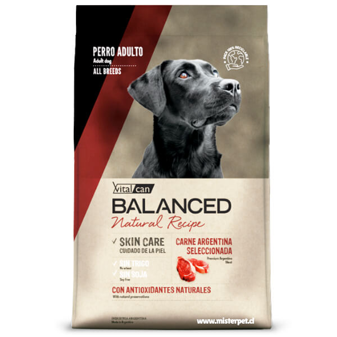 Vitalcan Balanced Natural Recipe Perro Adulto Selección Carne Argentina 15 KG 1