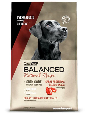Vitalcan Balanced Natural Recipe Perro Adulto Selección Carne Argentina 15 KG