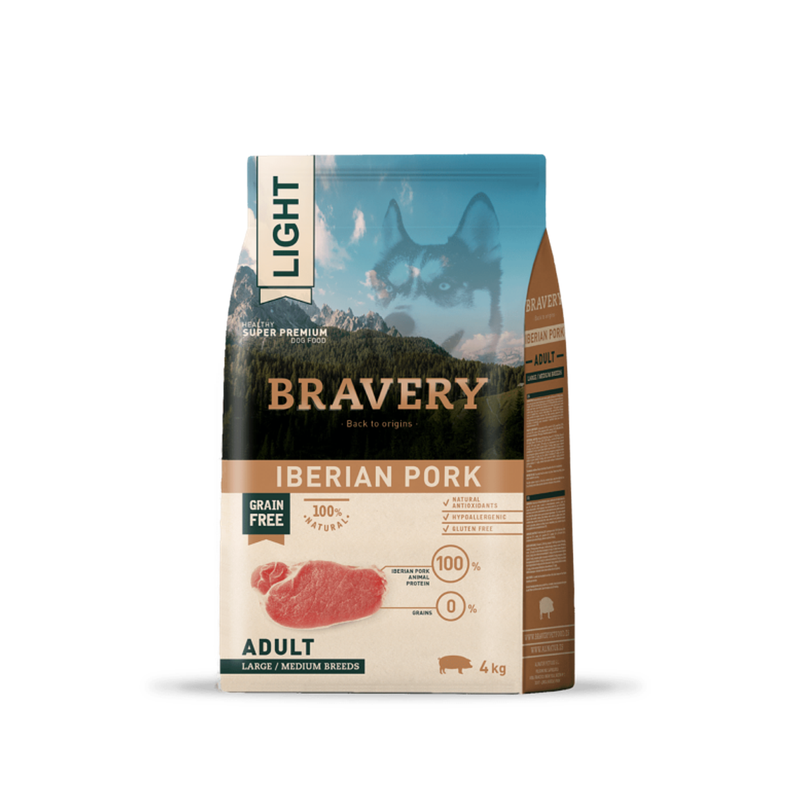Bravery Light Iberian Pork Adult Large Medium Breeds 4KG 1