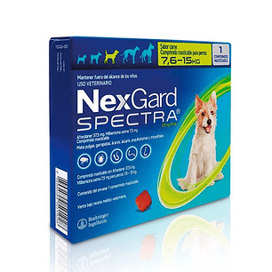 Nexgard Spectra sabor carne 7,6 a 15 KG 1 Dosis