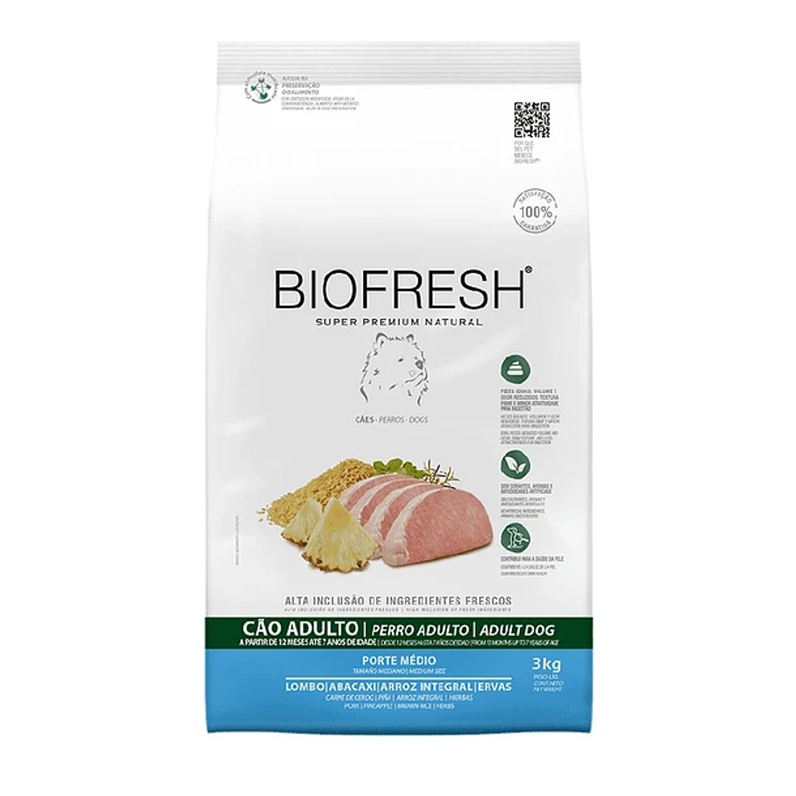 Biofresh SP Perro Adulto Raza Mediana Sabor Cerdo&Piña 3Kg 1