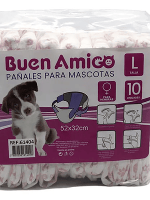 Pañal Perro Mascotas Absorbente Celo Hembra X10 Talla L