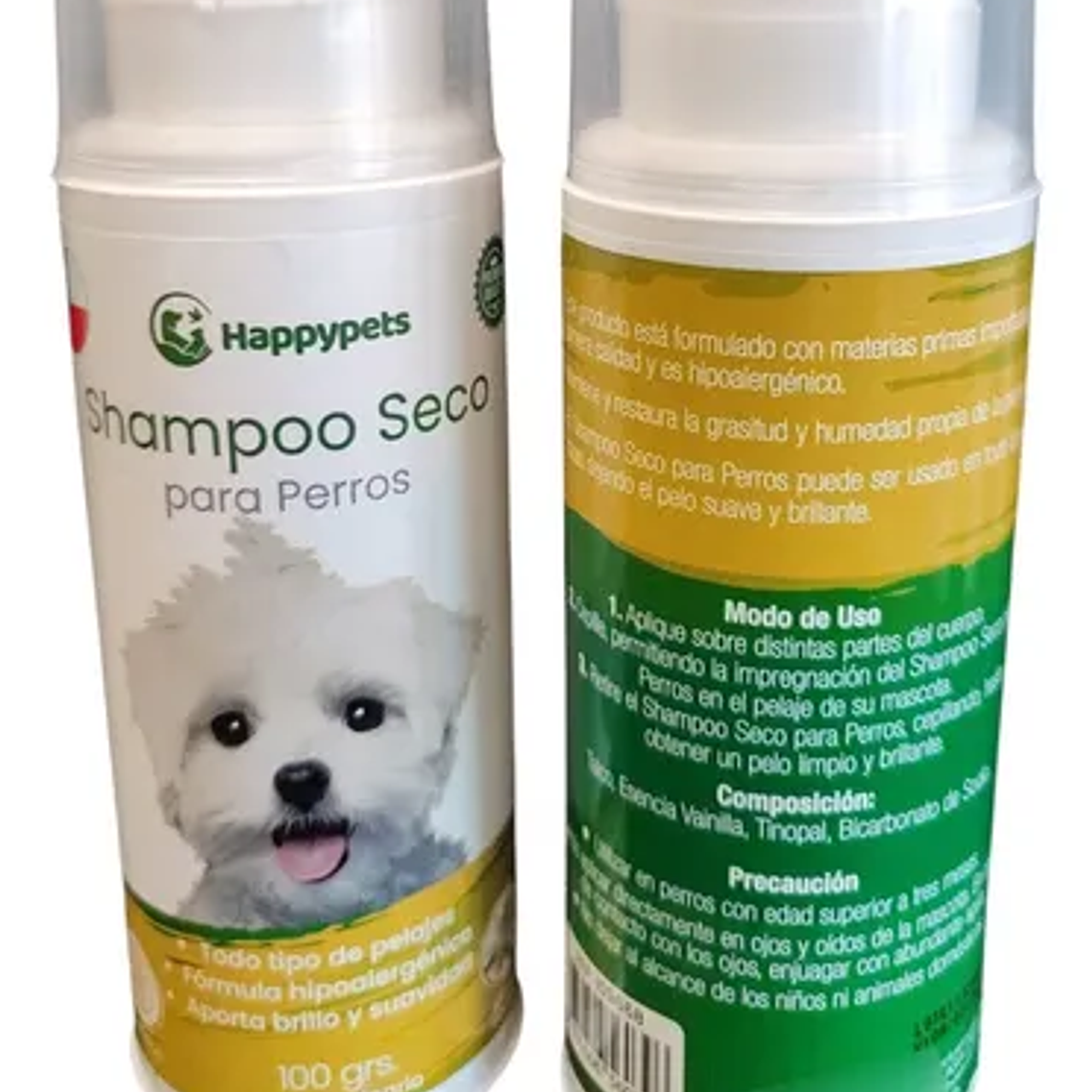 Shampoo Aseo en Seco Happy Pets Perros Vainilla Hipoalergénico 100mL 1