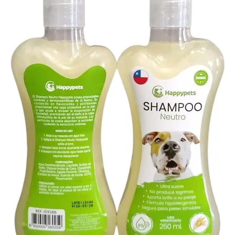 Shampoo Hipoalergenico Ph Neutro Para Perros 250ml Happypets Fragancia Avena 1