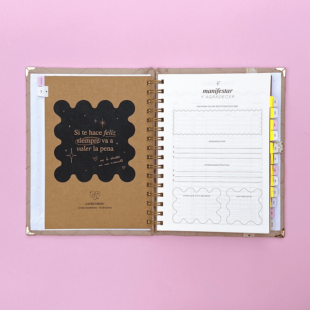 PLANNER CON FECHA BEIGE, ANILLADO