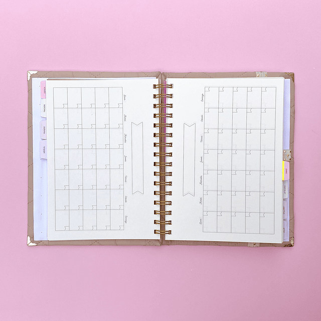 PLANNER SIN FECHA DIARIO BEIGE, ANILLADO