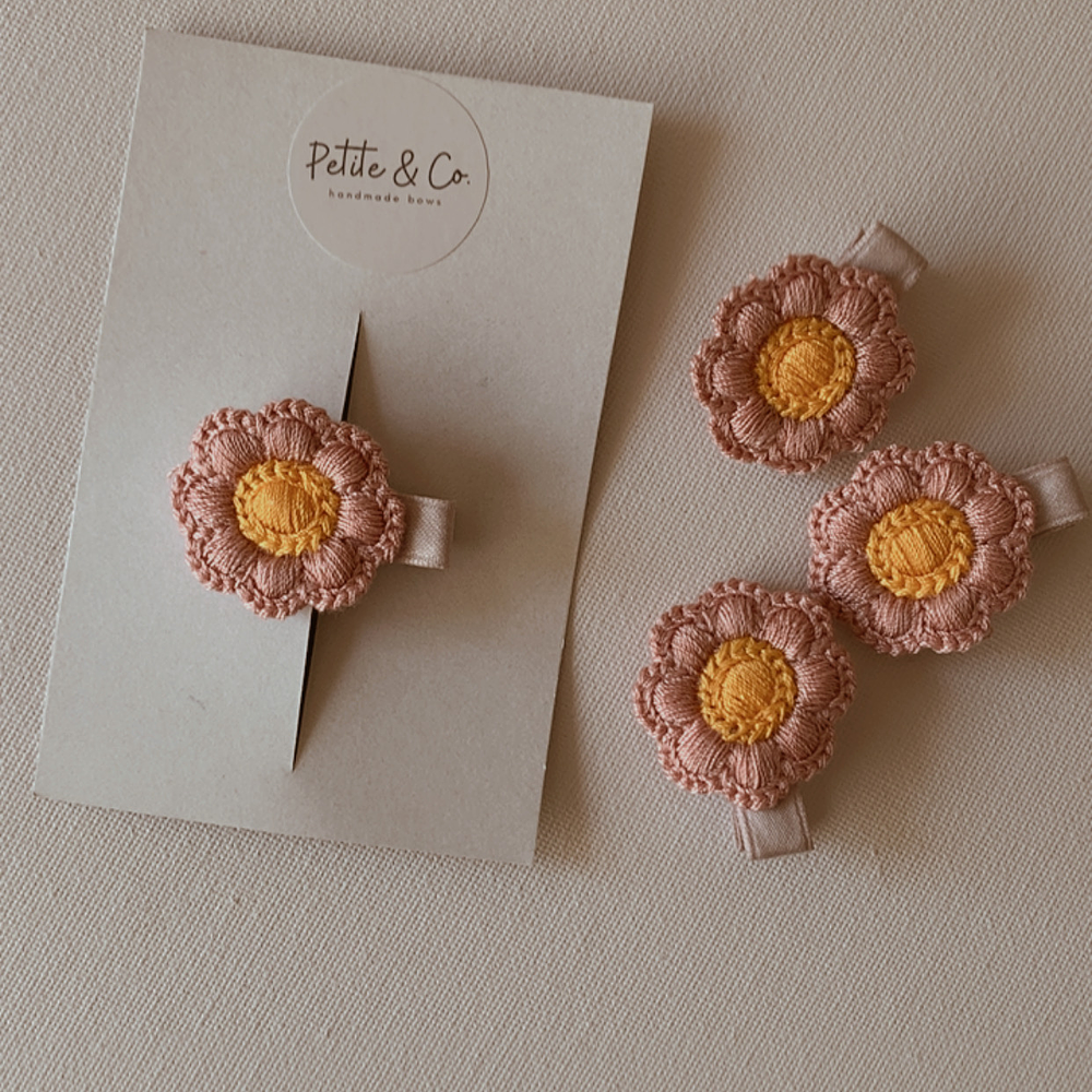 Mini Clip Flor - Rosa e amarelo