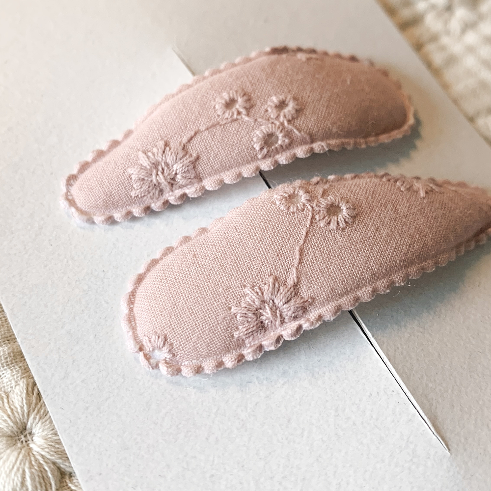 Clips Bordados - Rosa Antigo