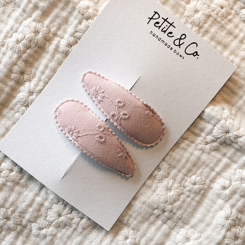 Clips Bordados - Rosa Antigo