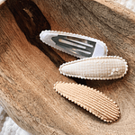 Clips Bordados Neutros - Rosa Bordado, Vichy Bege e Camel