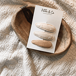 Clips Bordados Neutros - Rosa Bordado, Vichy Bege e Camel