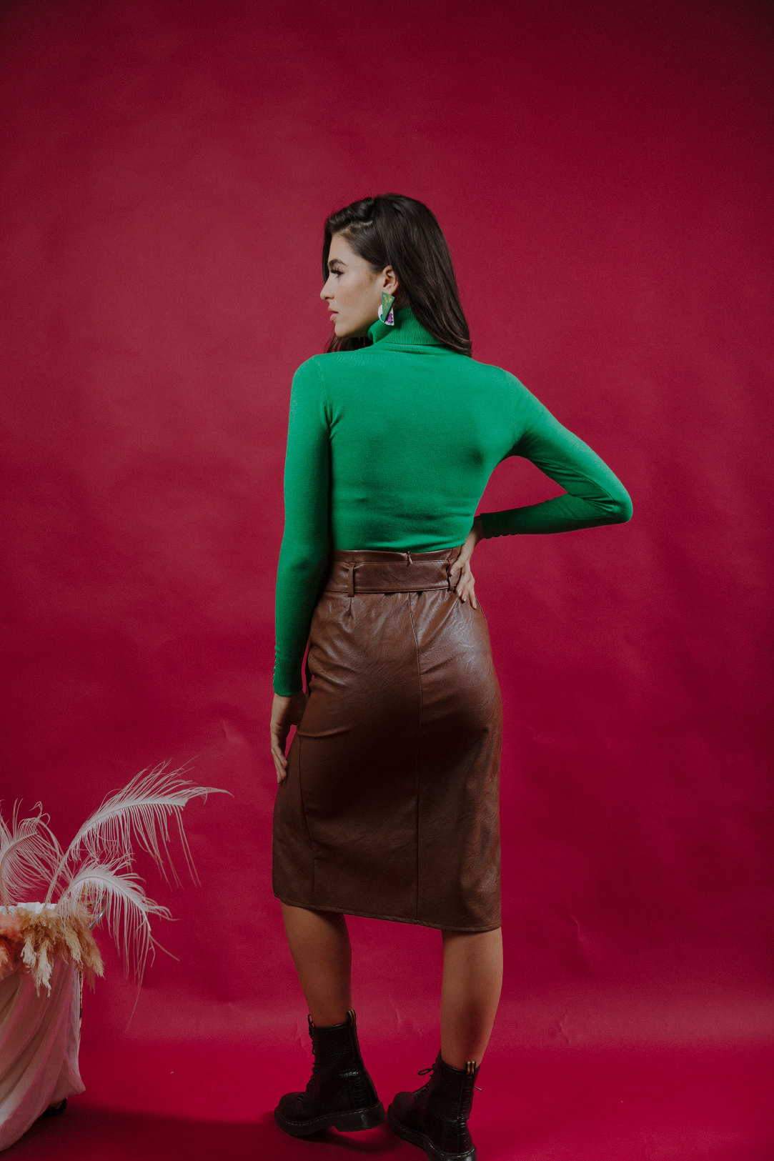 Mona Brown Pu Skirt