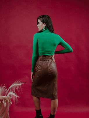 Mona Brown Pu Skirt
