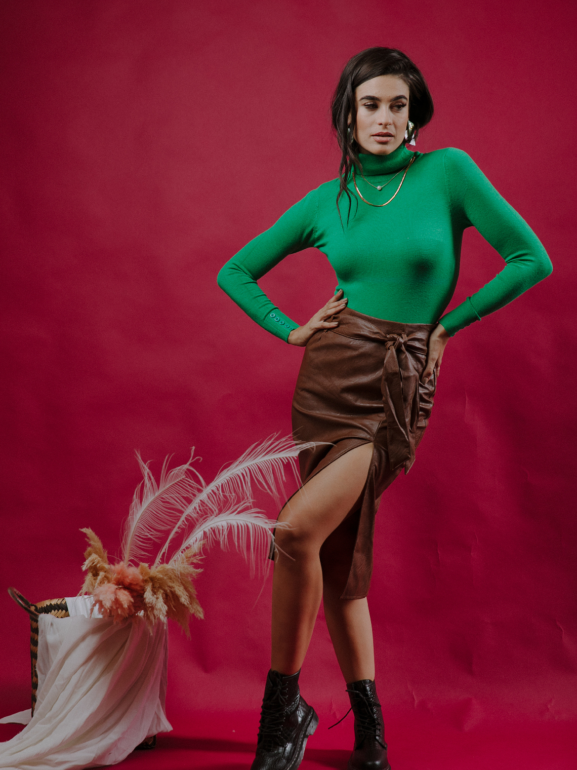 Mona Brown Pu Skirt 5