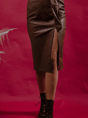 Mona Brown Pu Skirt