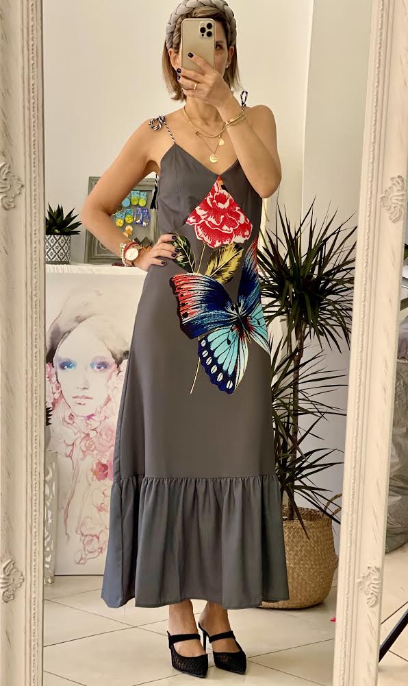 Butterfly Grey Dress