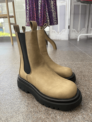 Beige Distressed Boots