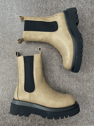 Beige Distressed Boots