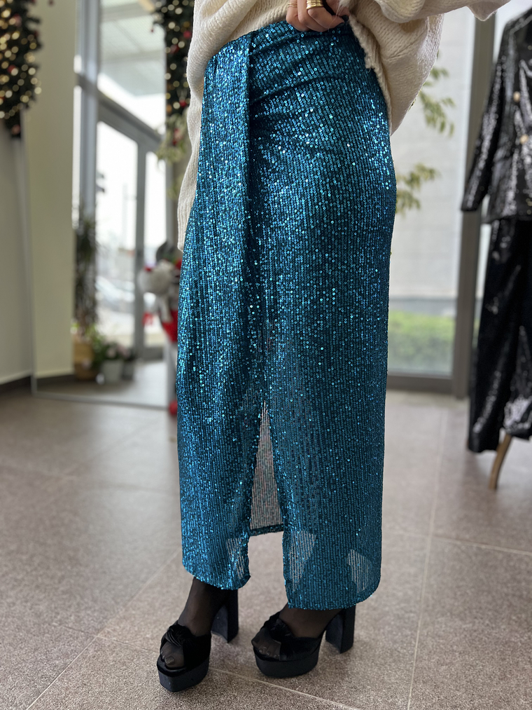 Drape Blue Skirt sequinned 5