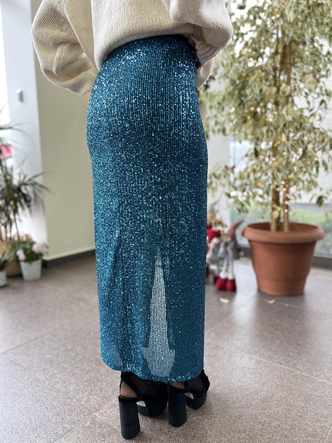 Drape Blue Skirt sequinned 6