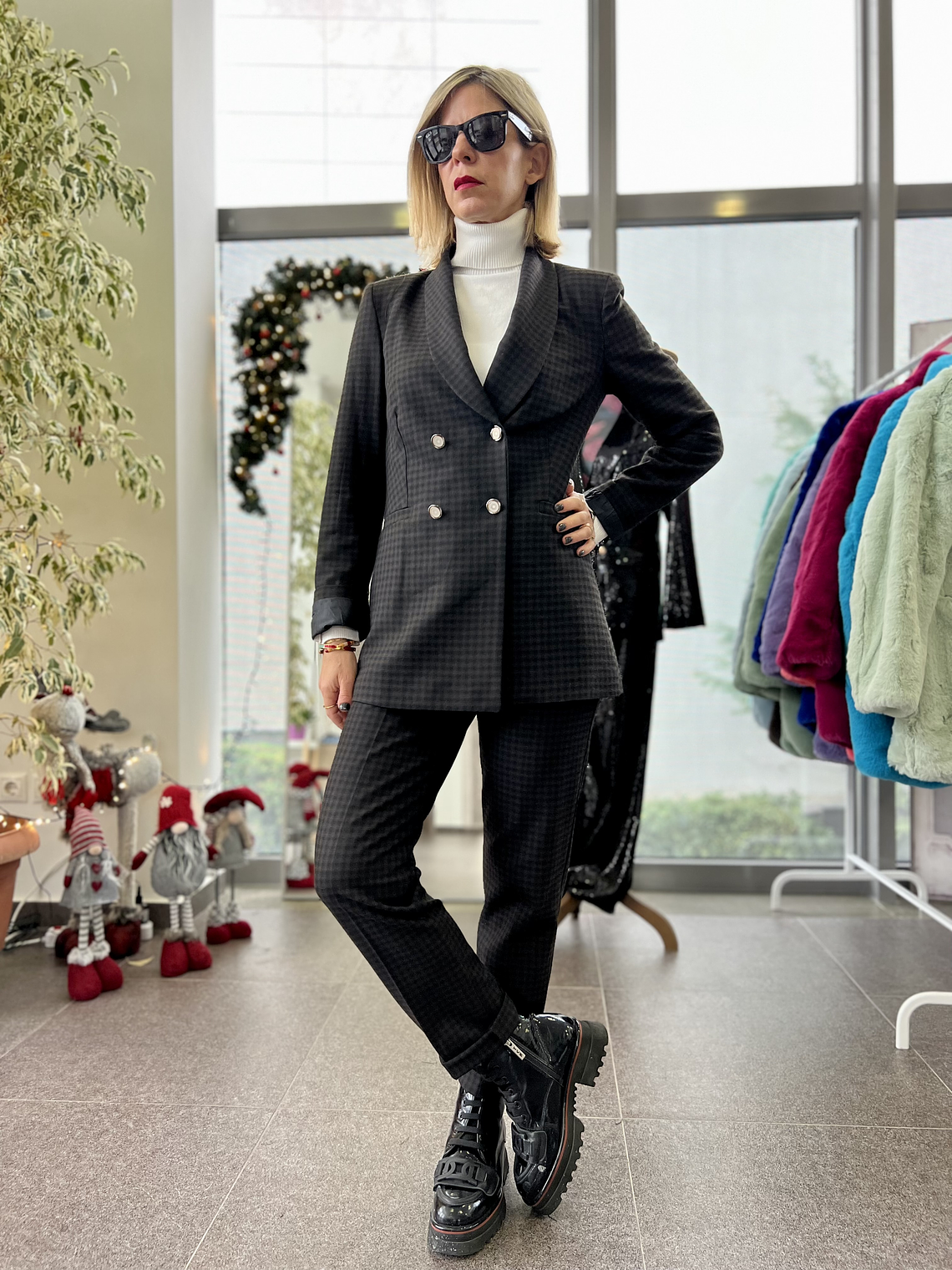 Checkered Brown Suit 1