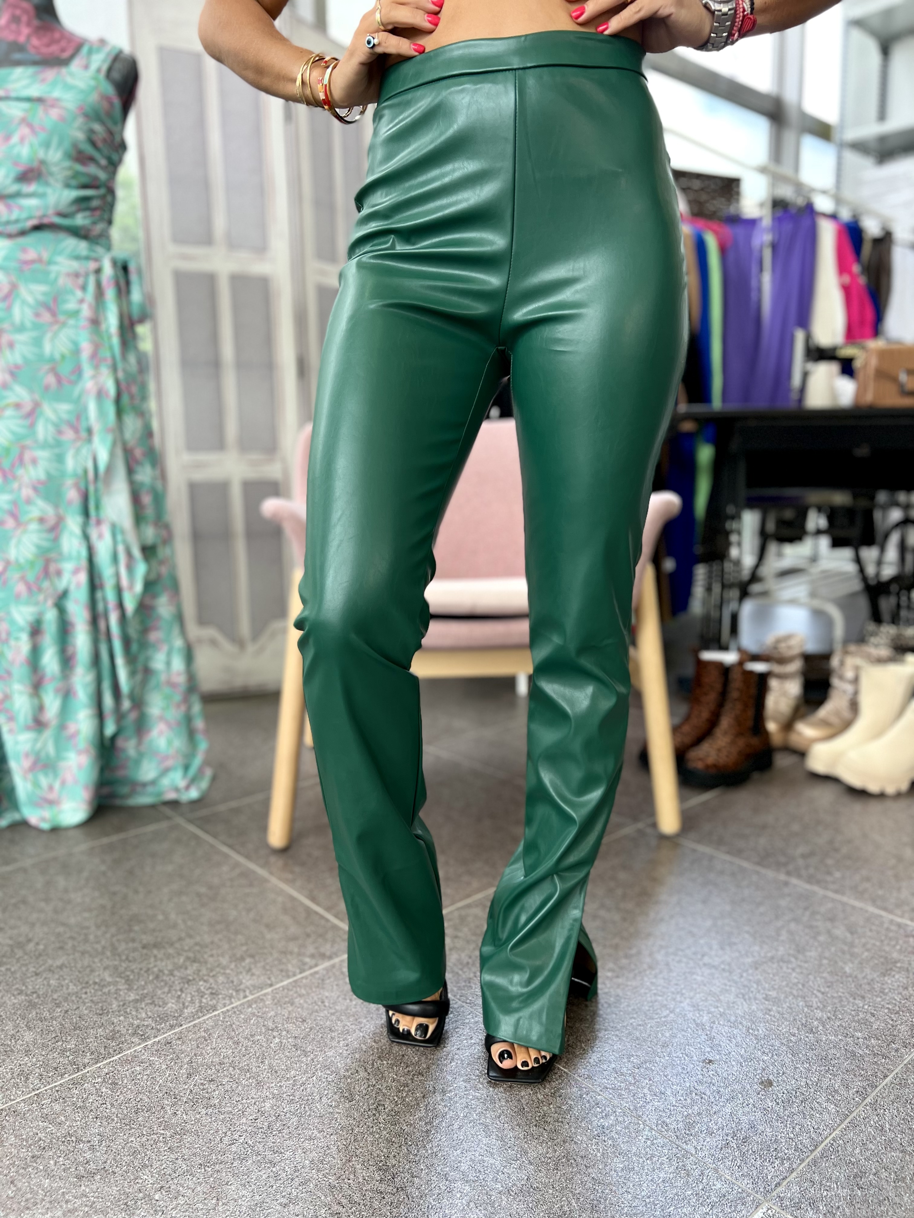 Catherine Pine Leather Bell Pants 