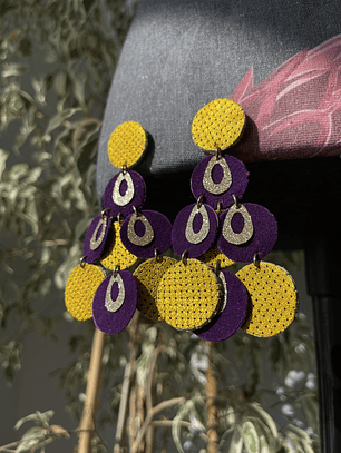 L001 Purple Leather Earrings 