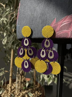 L001 Purple Leather Earrings 