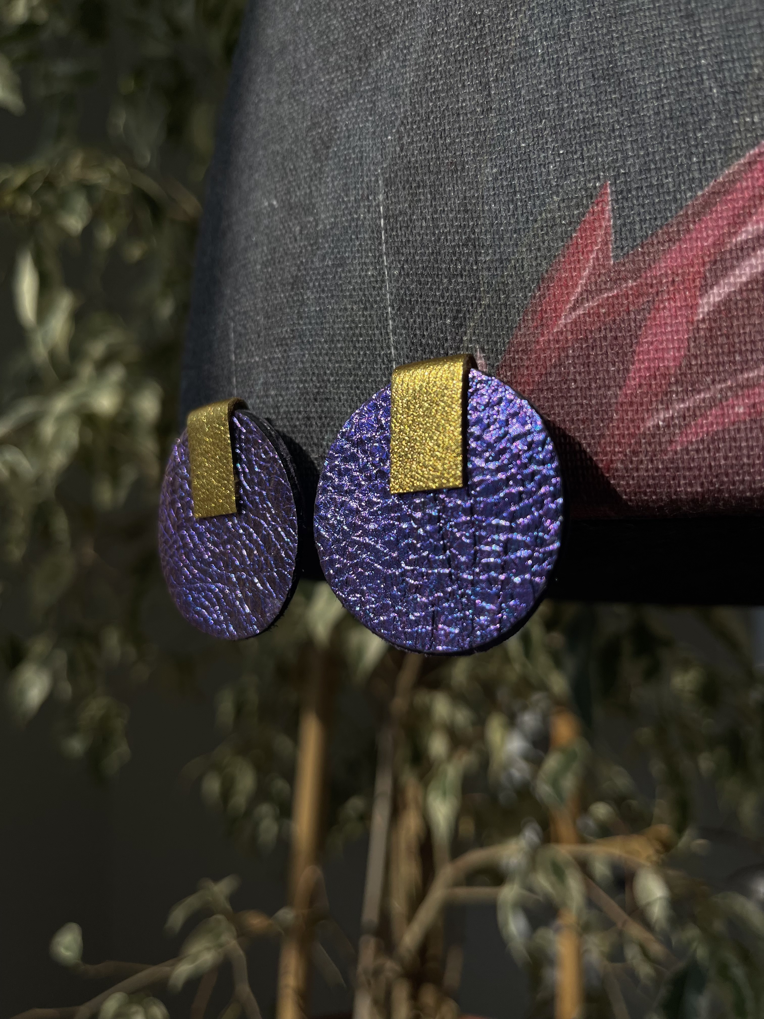 G10 Iridescent Purple Leather Earrings 