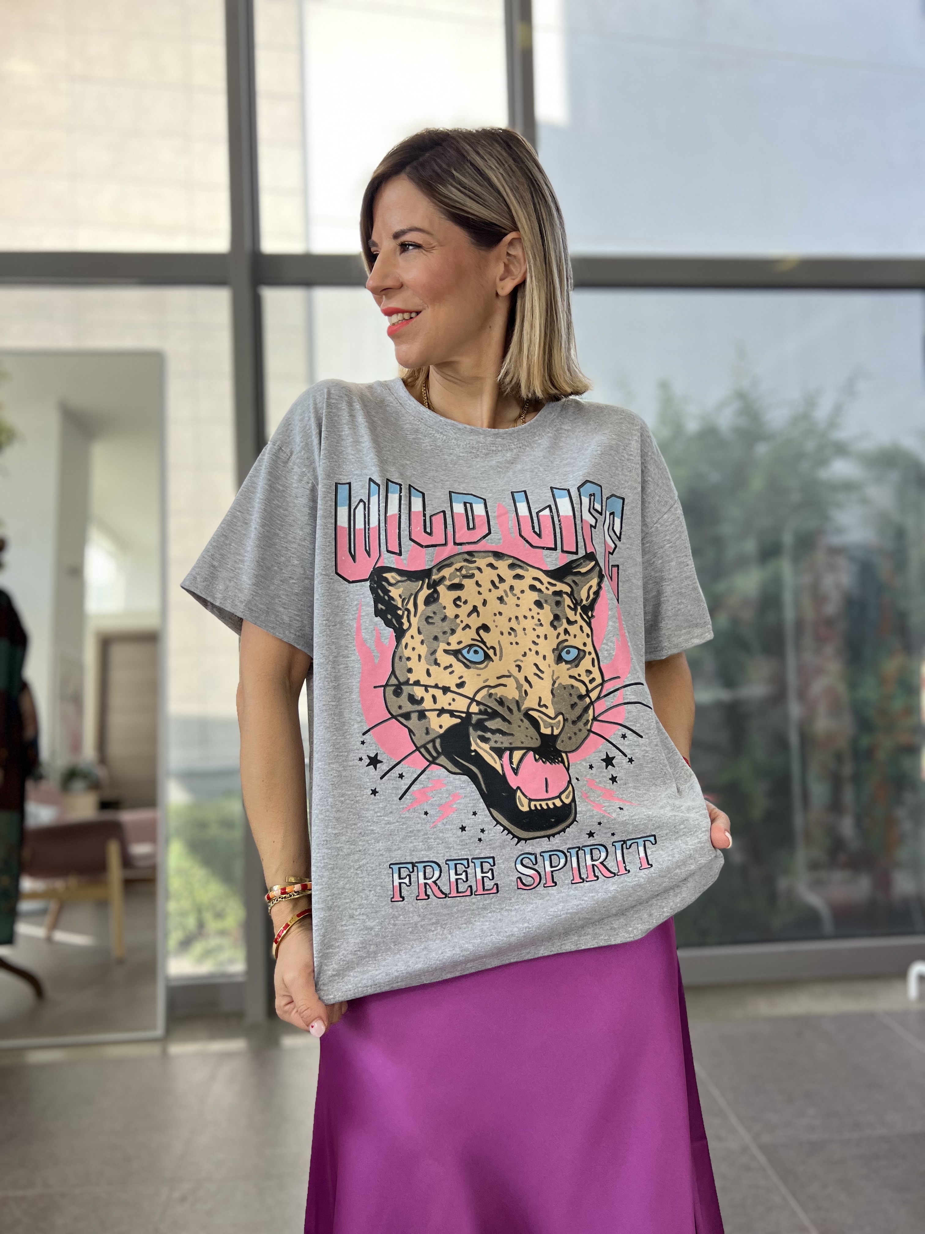 Cheetah grey T shirt
