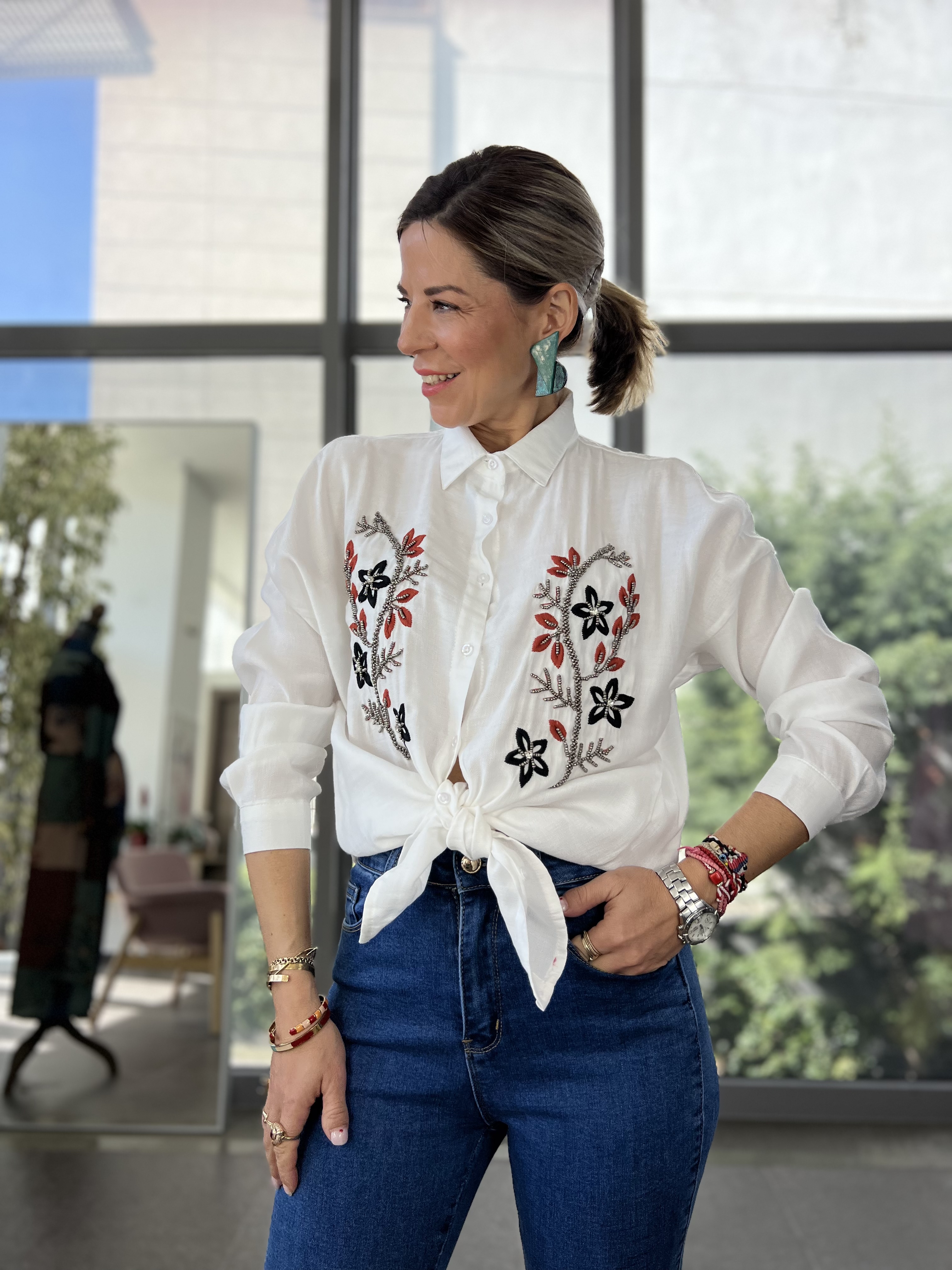 White Embroidery Shirt  