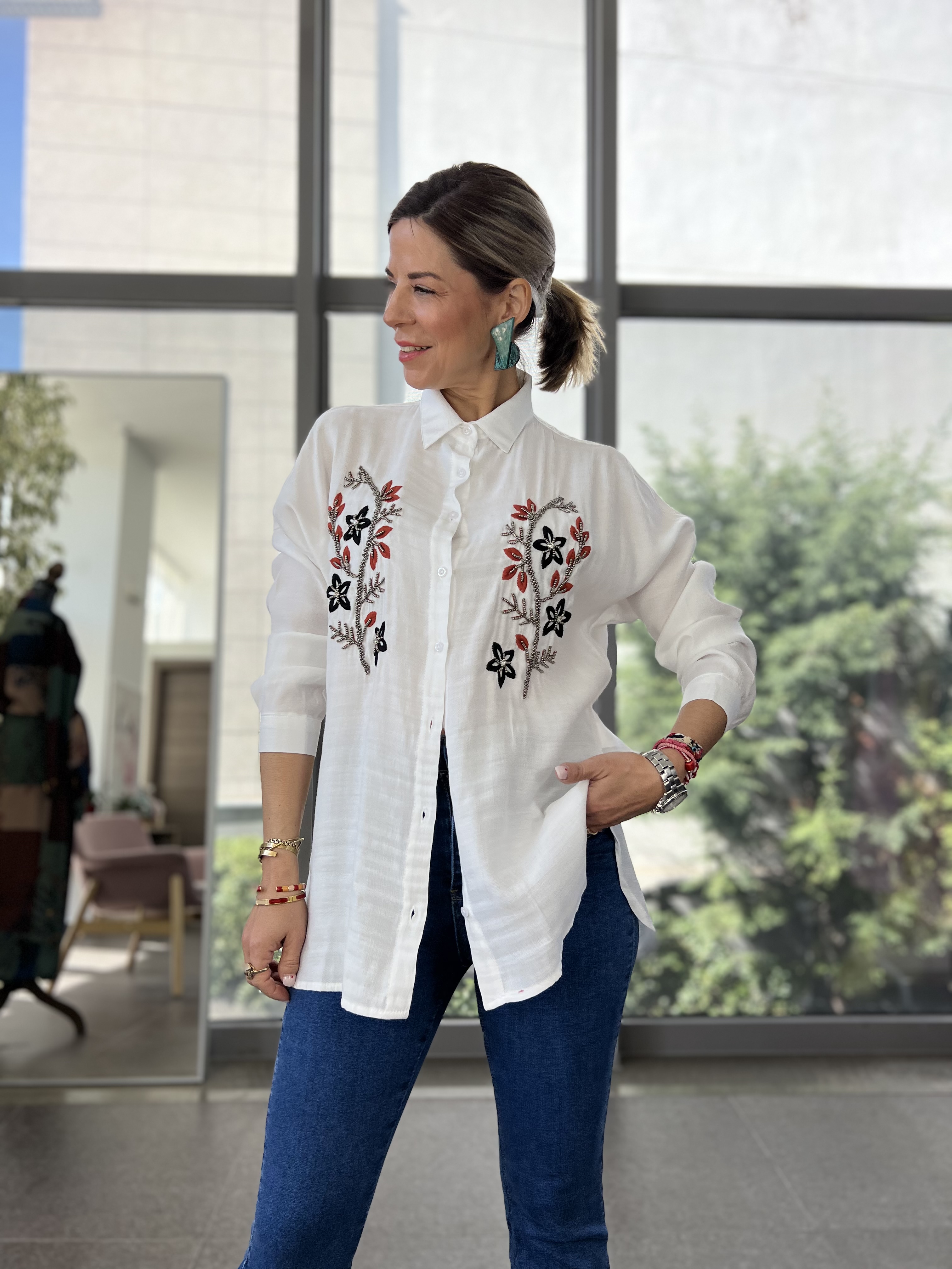 White Embroidery Shirt  