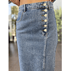 Jean Midi Side Buttons Skirt 