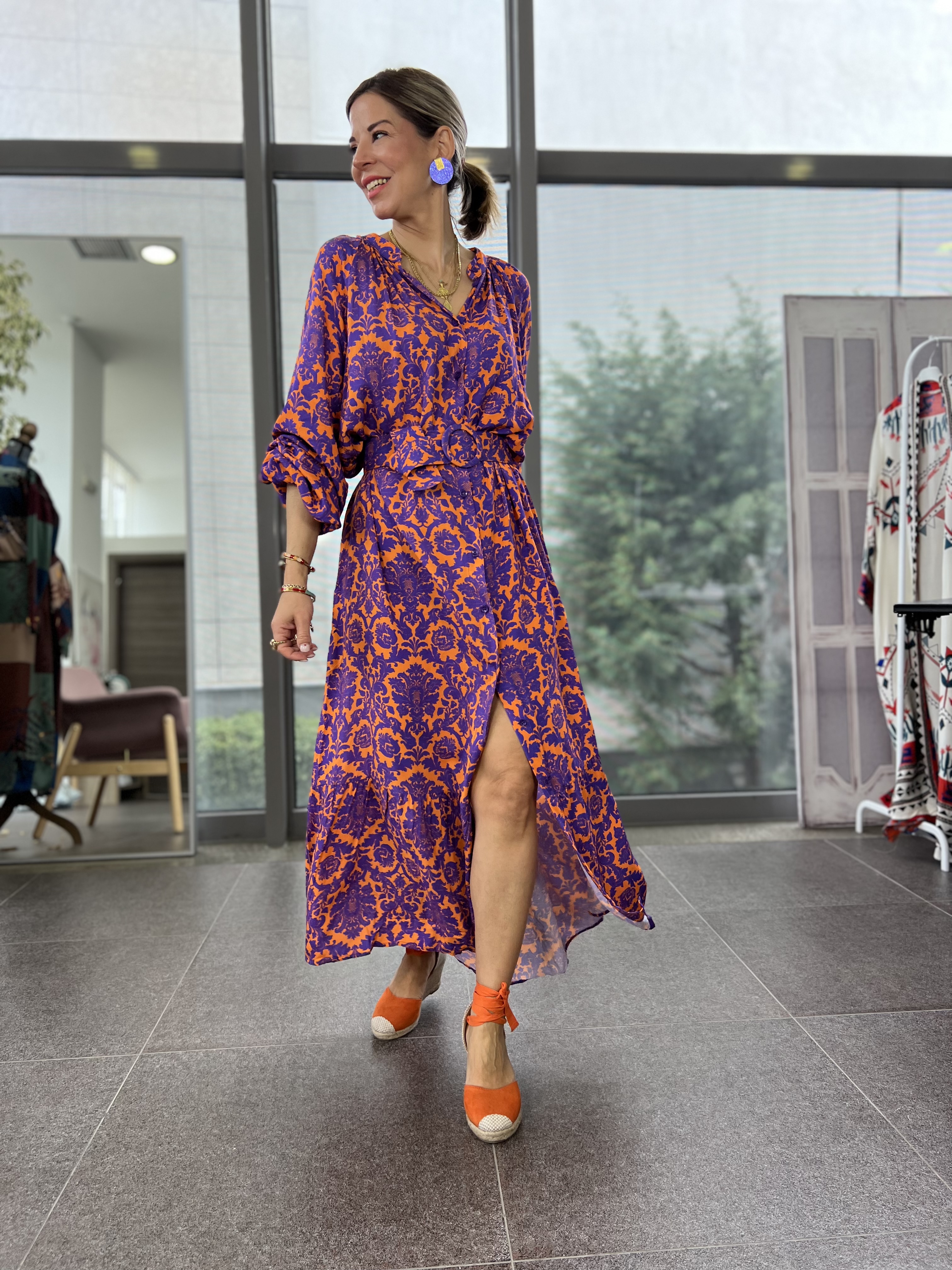 Ilianna purple orange Dress