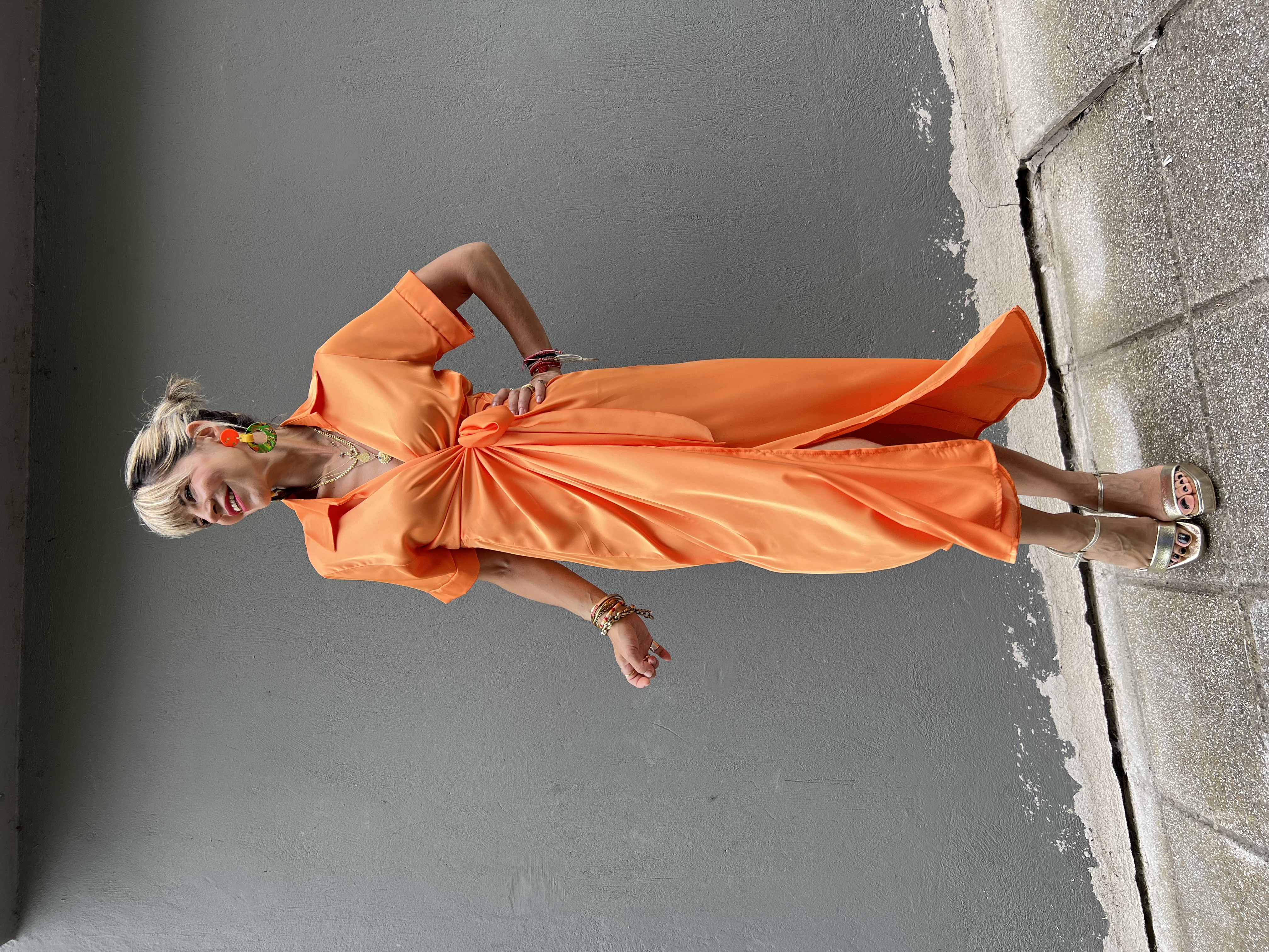 Joy Orange Satin Dress 