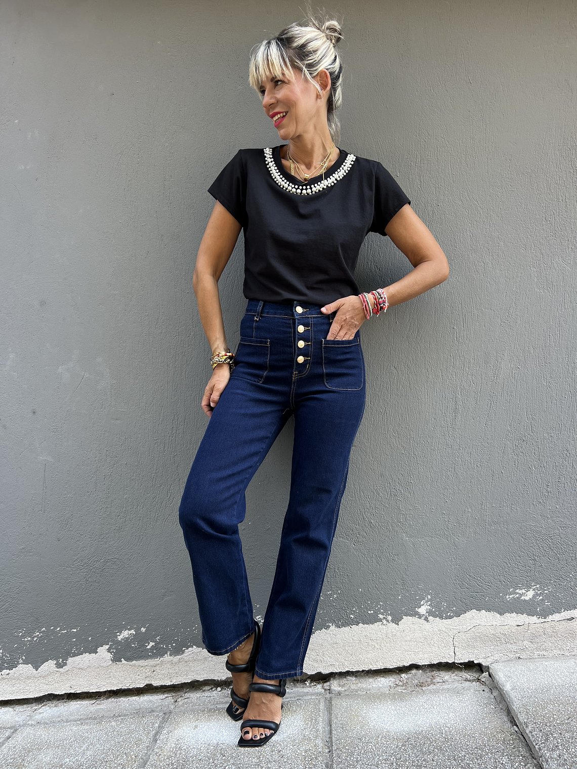 ΜΙ 446 GOLD BUTTONS JEANS  1