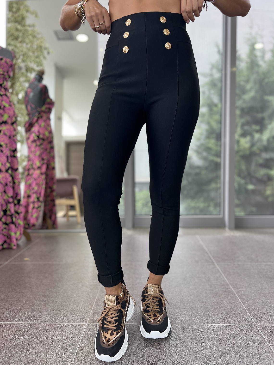 Gold Buttons Leggings  1