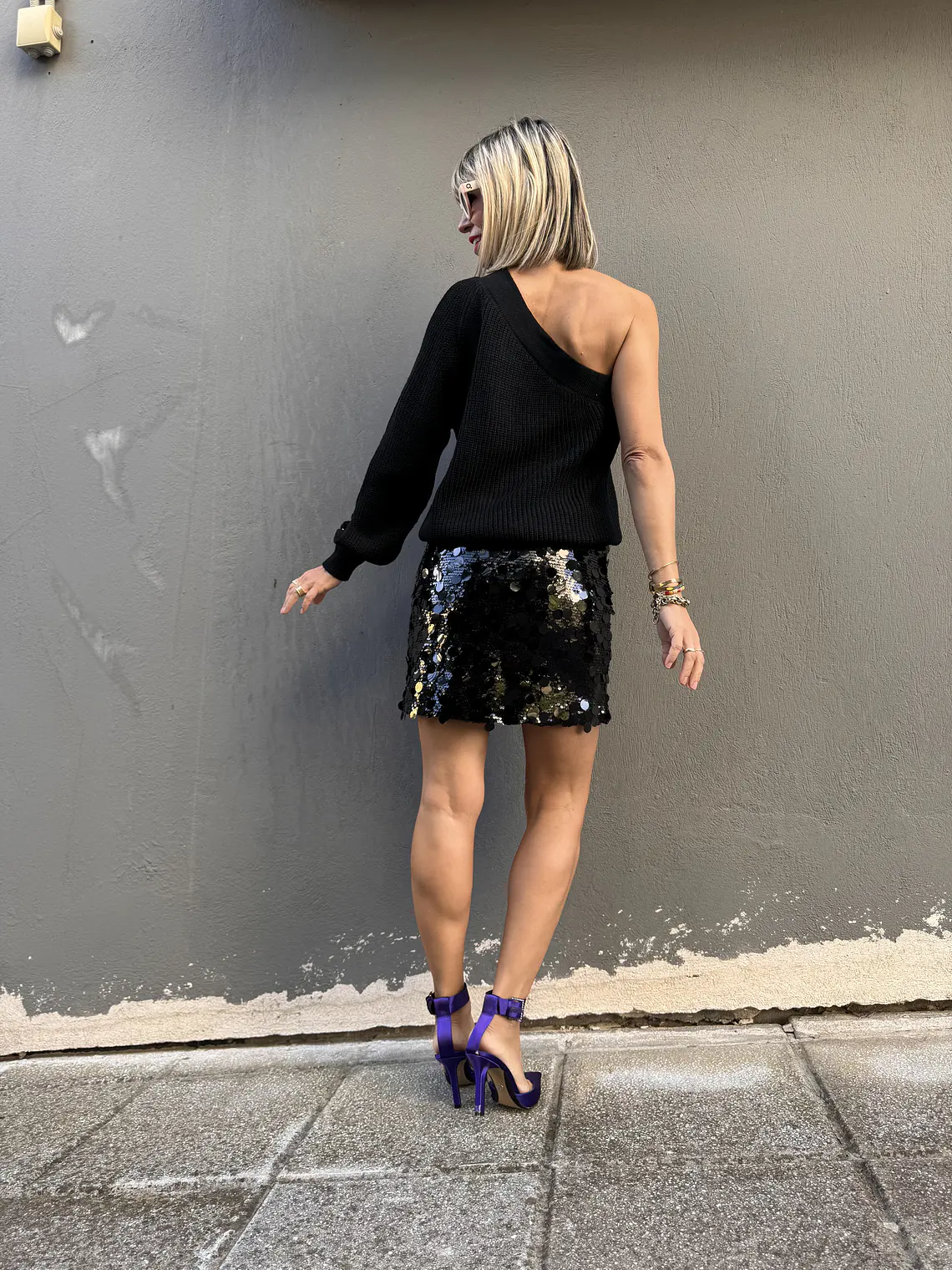 H3123 sequined black skirt  4