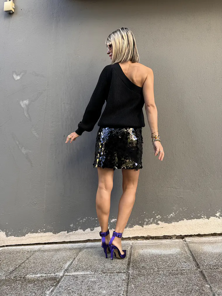 H3123 sequined black skirt  4