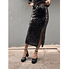 Sequinned midi black skirt