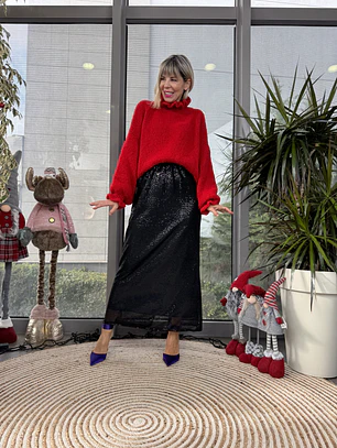 Maxi Black Skirt Sequinned 